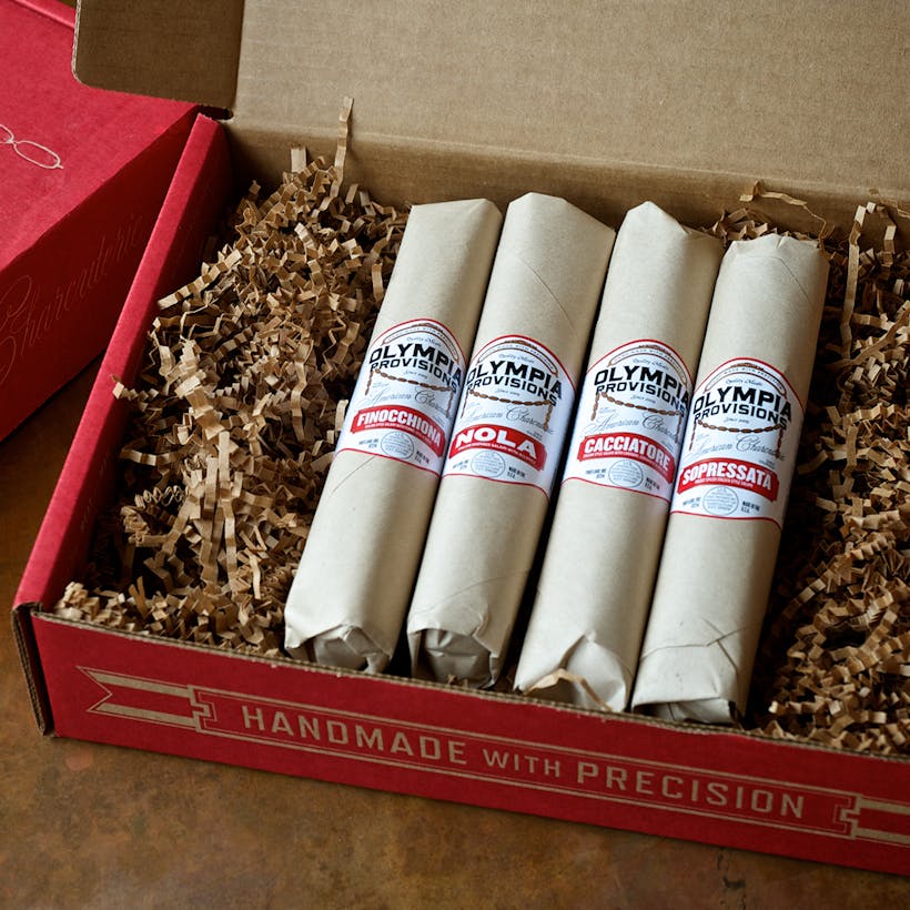 Italian Salami Sampler with Red Gift Box by Olympia Provisions Goldbelly