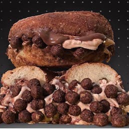 Overloaded Cocoa Puffs Bagels + Cream Cheese
