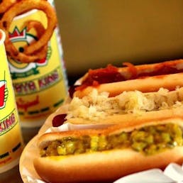 Papaya King Hot Dogs + Tropical Drink