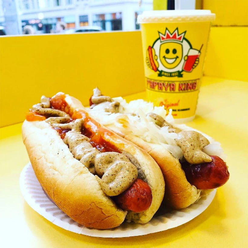 Papaya King Hot Dogs + Tropical Drink