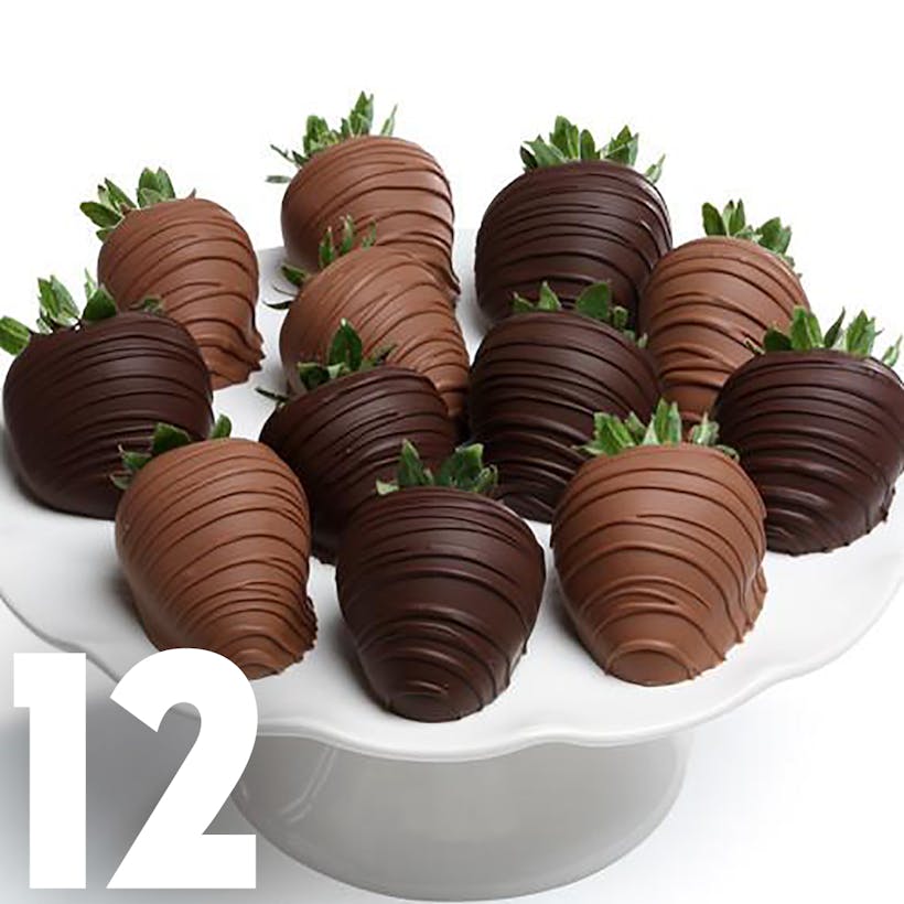 Milk & Dark Chocolate Covered Strawberries - 12 Pack
