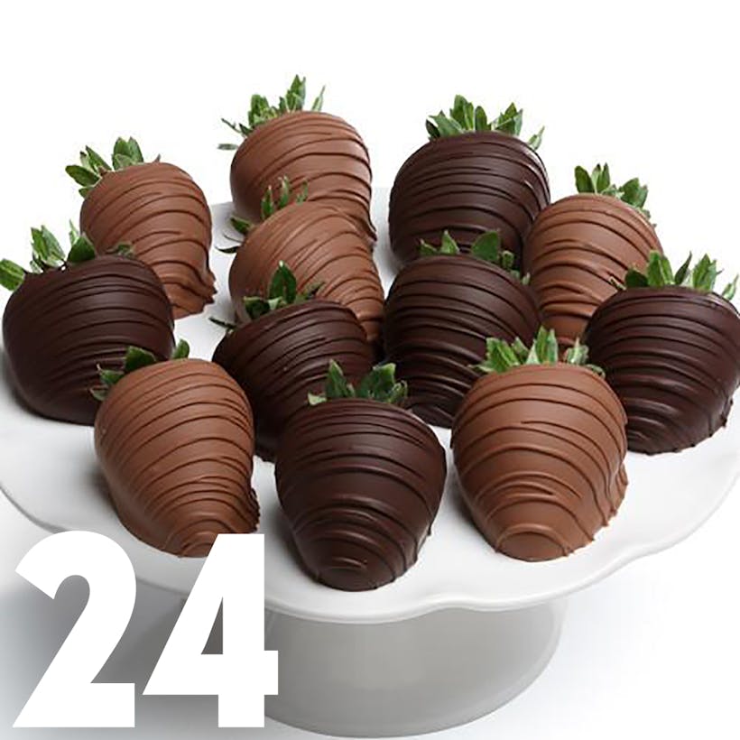 Milk & Dark Chocolate Covered Strawberries - 24 Pack