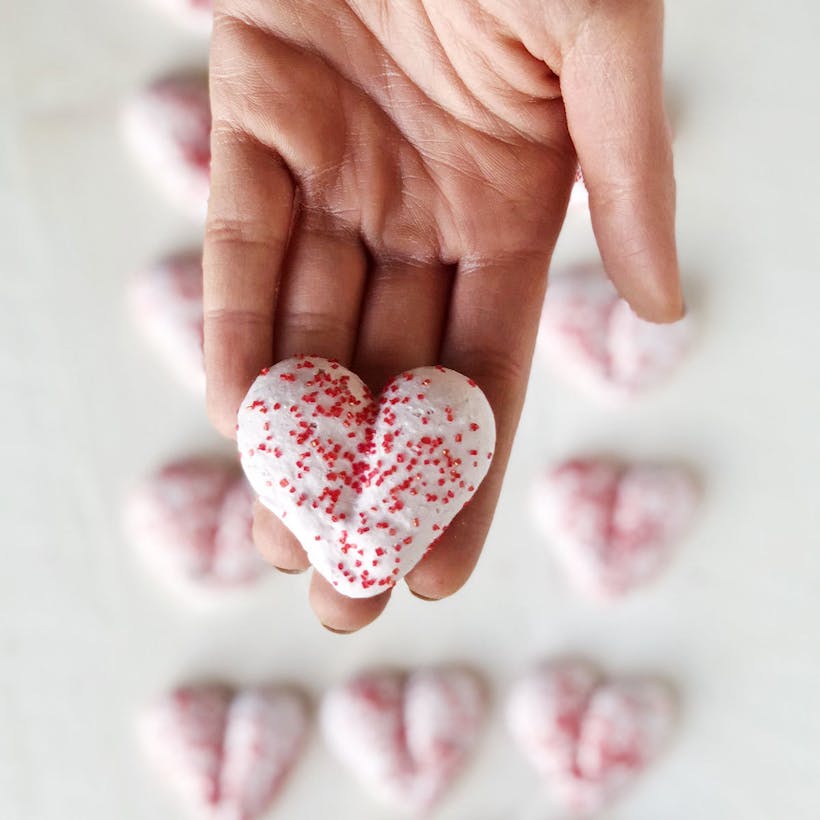 Rose-Flavored Meringue Hearts
