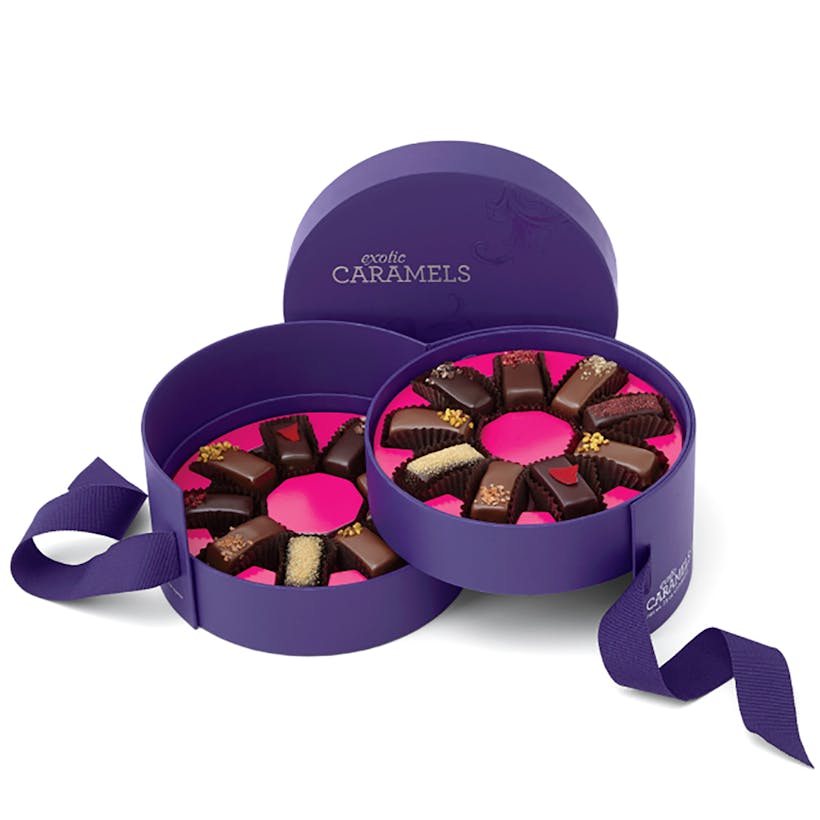 Exotic Caramels Two-Tier Hatbox - 18 Pieces