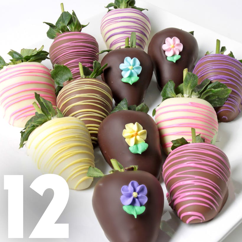 Spring Chocolate Covered Strawberries - 12 Pack
