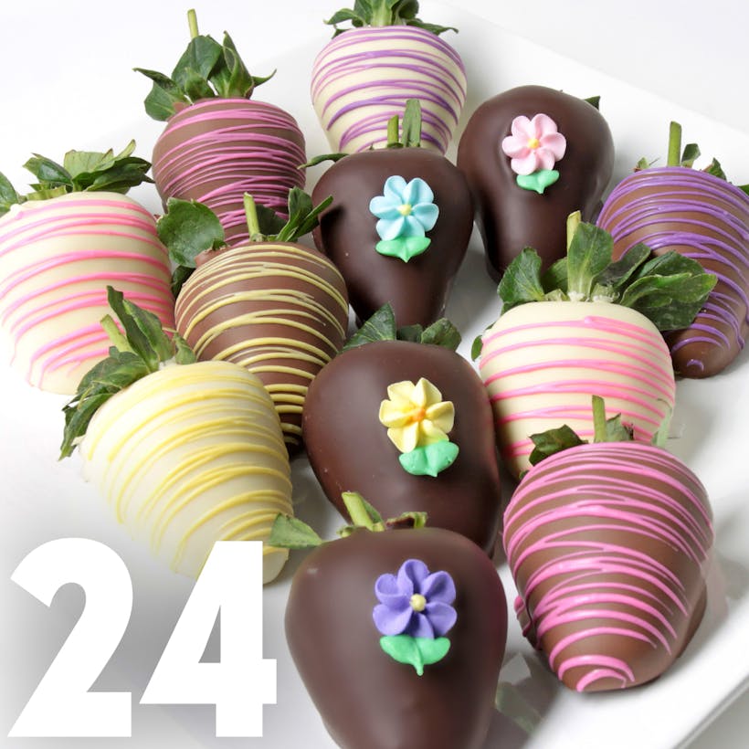 Spring Chocolate Covered Strawberries - 24 Pack
