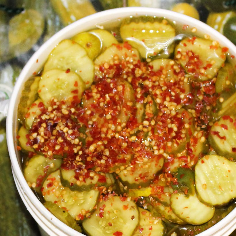NY Crinkle Cut Hot & Spicy Pickle Chips - 1 gallon