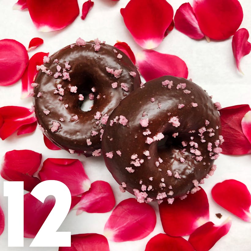 Mini Valrhona Rose Cake Doughnuts - 12 Pack