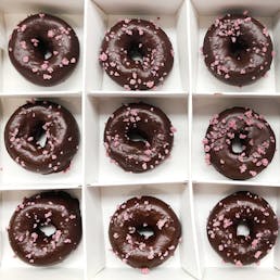 Mini Valrhona Rose Cake Doughnuts - 12 Pack