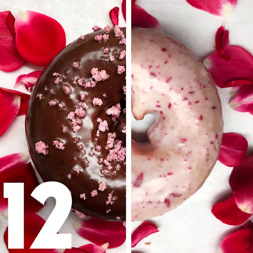 Chocolate Rose & Rose Petal Cake Doughnut Combo - 12 Pack