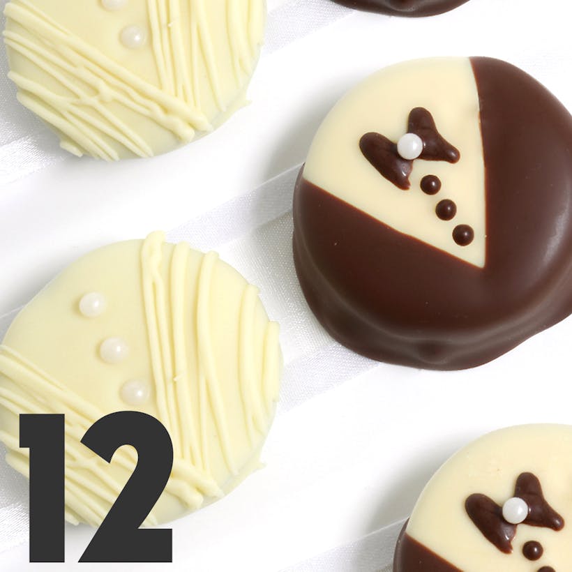 Bride & Groom Belgian Chocolate-Dipped OREO® Cookies Gift - 12 Pack