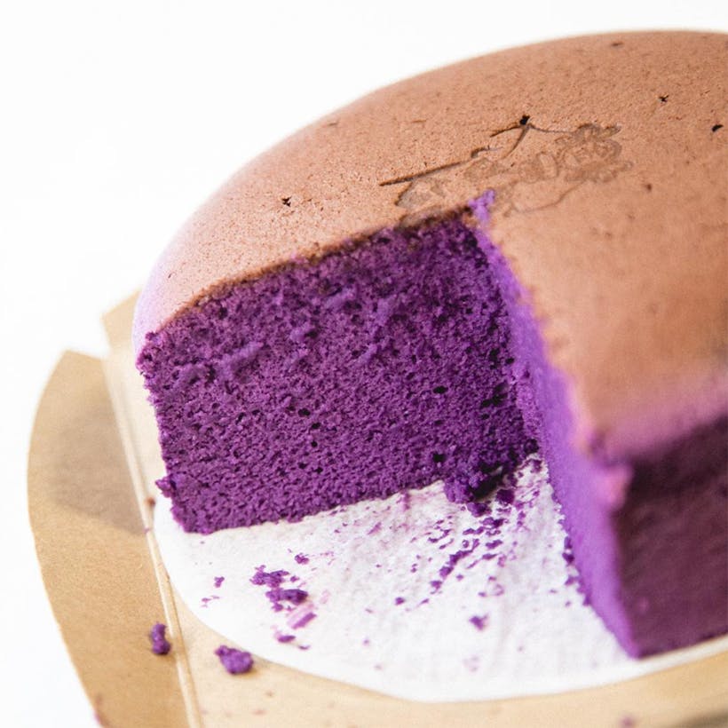 Bouncy Ube Japanese Cheesecake