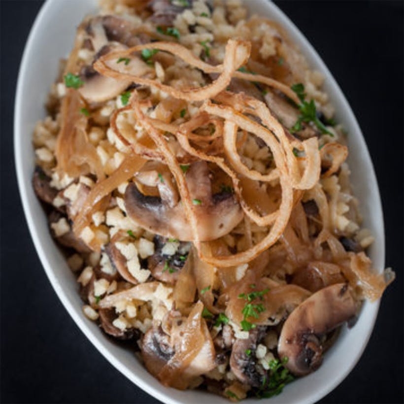 Egg Barley Farfel with Mushrooms