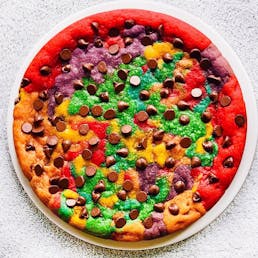 Rainbow Chocolate Chip Cookie Cake
