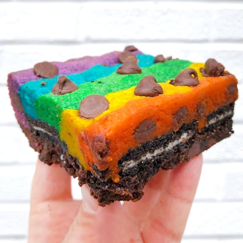 Giant Rainbow Oreo Brownies