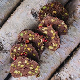 Smoked Pistachio Dried Cherry Chocolate Fudge