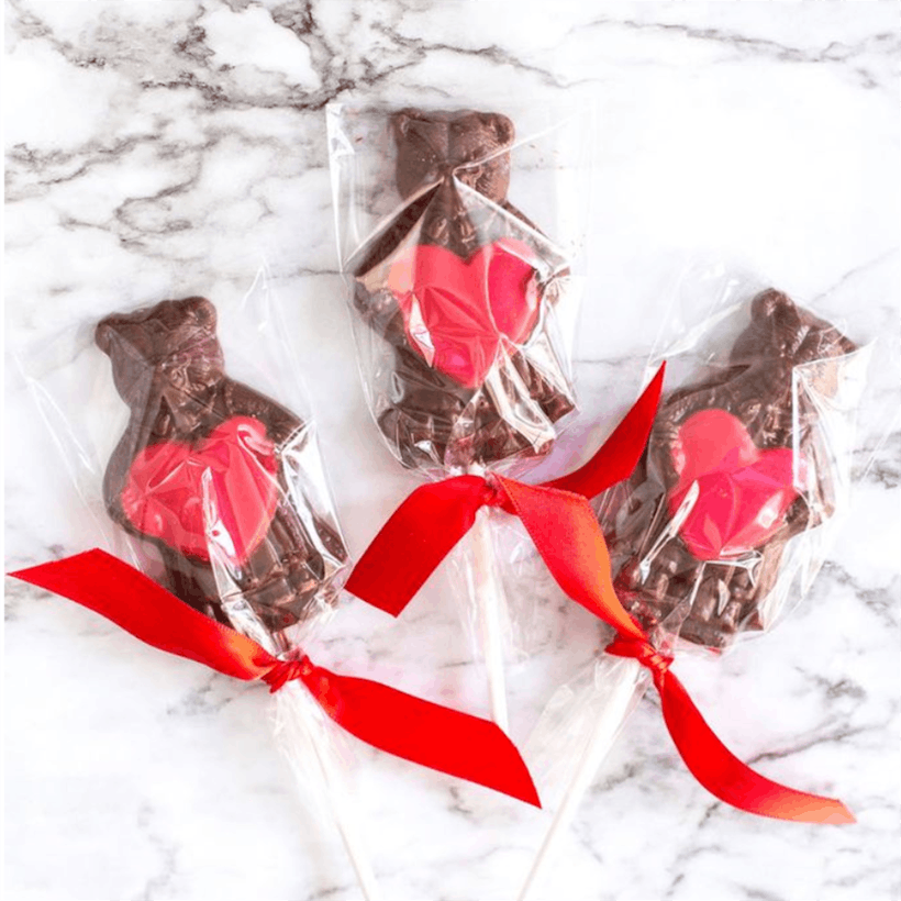 Valentine's Day Cuddle Bear Lollipops - 24 Pack