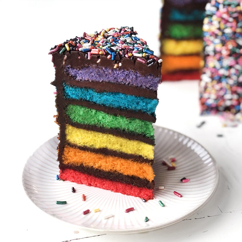 Chocolate Fudge Rainbow Cake