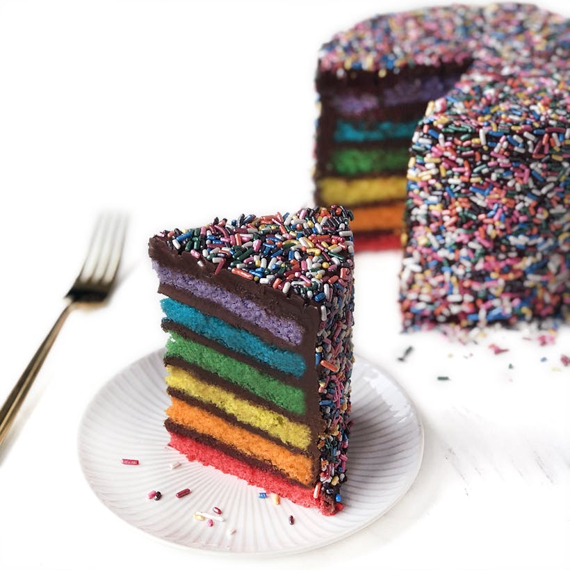 Chocolate Fudge Rainbow Cake