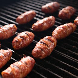Bacon Wrapped Cheddar Jalapeño Sausage Slammers