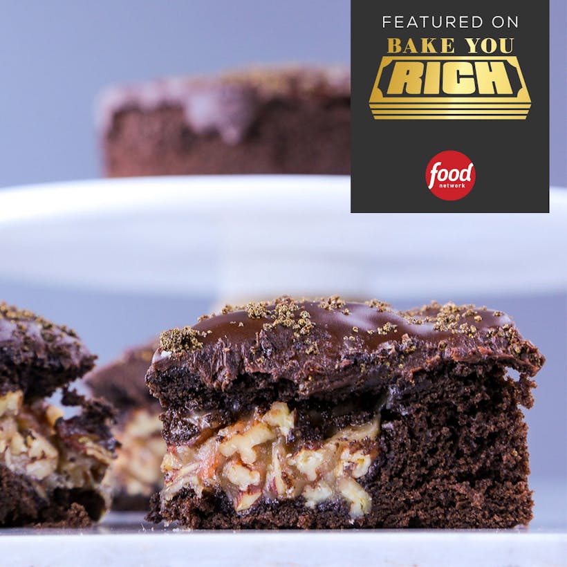 Pecan Stuffed Chocolate Cake - Bake You Rich Winner